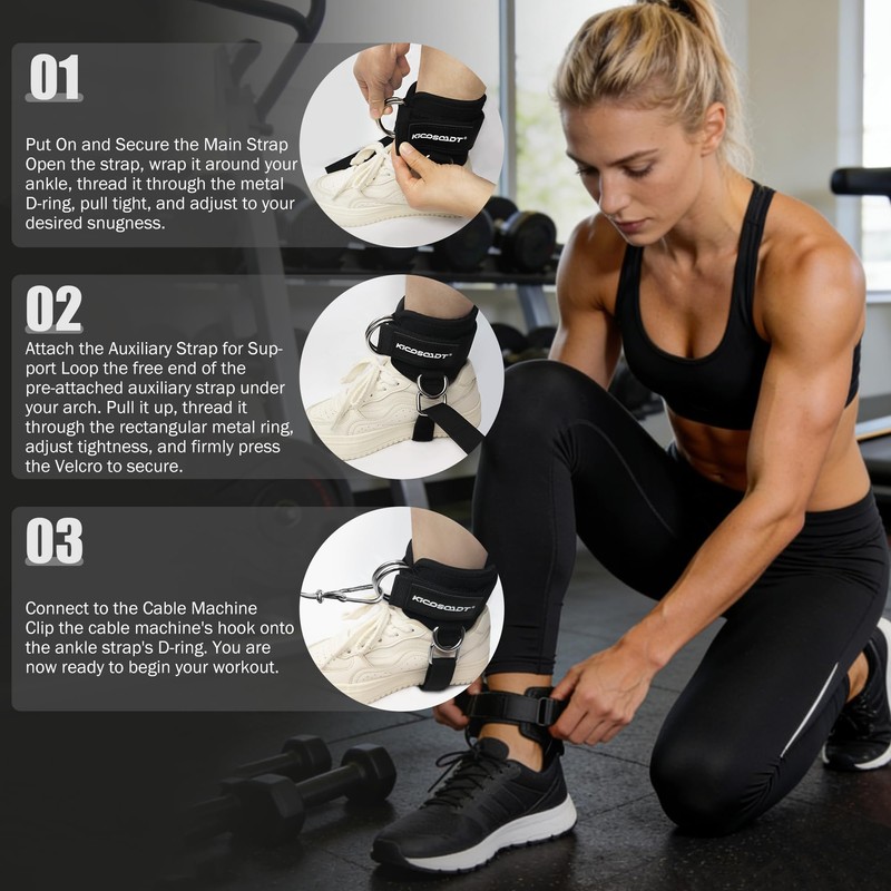 Cable Machine Ankle Strap, Padded Cuff for Glute and Leg