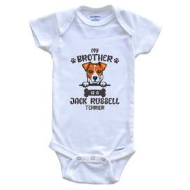 My Brother is A Jack Russell Terrier Cute Dog Breed Baby Bodysuit, 24 Months White
