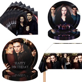 Autrpoweo 41pcs For Saga of Twilight Party Decorations Tableware Dessert Plates and Napkins Tablecloth For Saga of Twilight party supplies