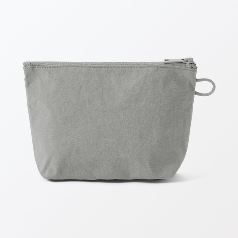 MUJI 84475689 Wrinkle Nylon Pouch with Gusset, Gray, M, Approx.