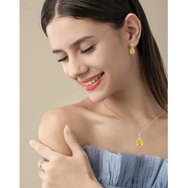 VONSSY Drop Dangle Earrings | Gemstones Waterdrop Teardrop White Gold Plated Crystal Hanging Cubic Zirconia Hypoallergenic Dangly Earrings | Stylish Silver Jewelry Gift for Mother Wife Her (Yellow)