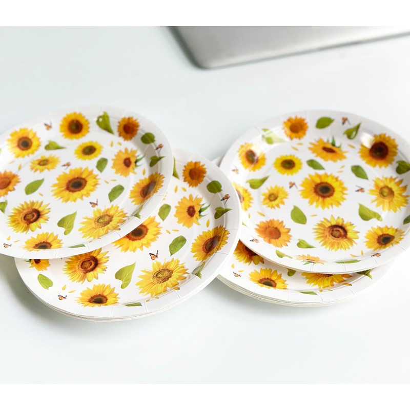 NOVIPEROW 7 Inch Disposable Plates, 50 Pcs Cute Paper Plates,