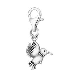 Quiges 925 Silver Charm Pendant Birds with Lobster Clasp for Bracelets, enamel