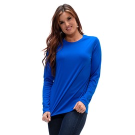 DEVOPS Women's 2-Pack UPF 50+ Long Sleeve Sun Protection Quick Dry T-Shirts for Running Workout (Blue/White, X-Large)