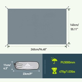 Forceatt Hiking Tent Tarpaulin, 2 People Camping Tent Tarpaulin, Outdoor Tarpaulin, Made of 210D Oxford Fabric, Waterproof, Tear-Resistant, Suitable for Camping, Picnic, Travel