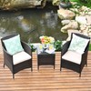 COSTWAY 3 PCS Patio Furniture Set, Outdoor Wicker Conversation Set