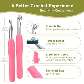 10mm Crochet Hook, Supers Smooth 10 mm Ergonomic Crochet Hooks for Beginner, Comfort for Arthritic, 1 Pack