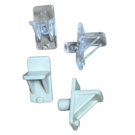 Shelf Support Clips ¼” peg (Choose Your Shelf Clip Color! Almond or Clear) Kitchen/Cabinet Shelf Clips/Furniture Clips/New or Replacement/10 Plastic Support Clips per Package/by E.H.C. (Clear)
