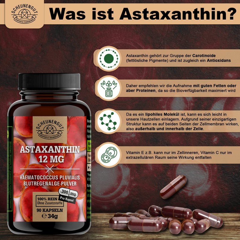 Astaxanthin (vegan) - 12 mg per capsule - IMPORTANT: 100%