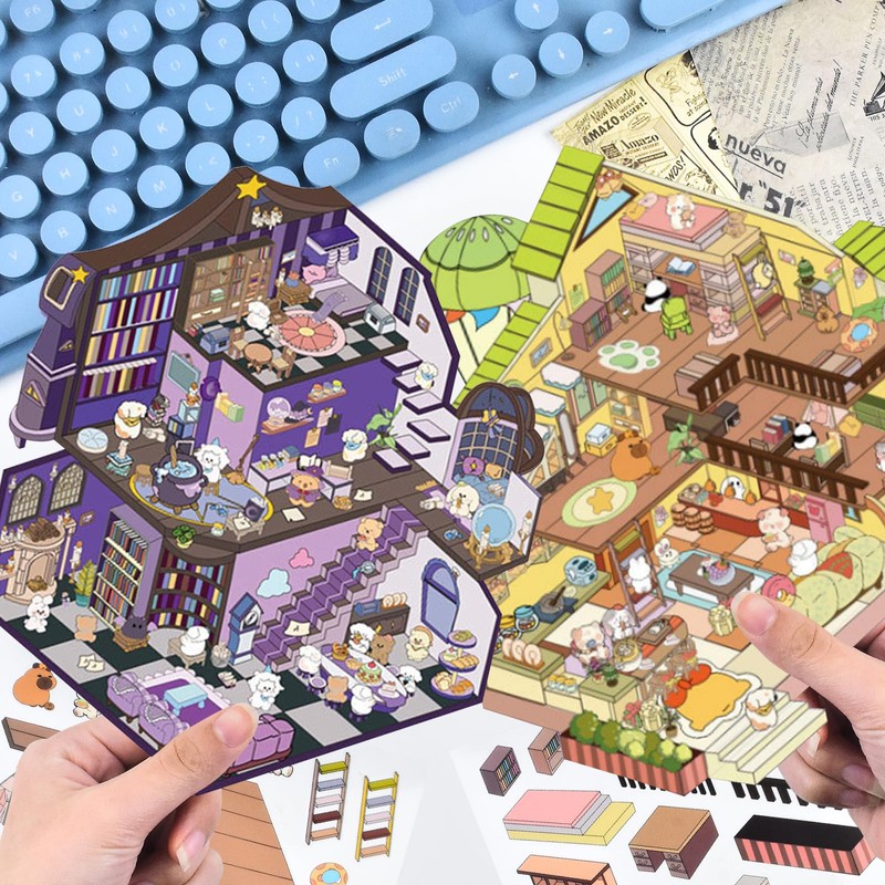 2 Sets Large Magic 3D Stickers Scene 3D House Stickers