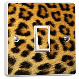 Pack of 2 Leopard Print Single light Switch stickers - Home Decor Light Switch Sticker Designs - self-adheisve vinyl cover skin