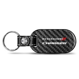 iPick Image Made for Dodge Charger 100% Real Black Carbon Fiber Tag Style Key Chain