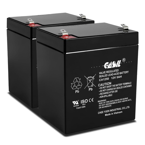 Casil 12V 5AH Replacement Battery Compatible with Razor E125 E150 Electric Scooter Battery - 2 Pack