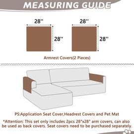 Arfntevss Plush Couch Cover Chenille Armrest Covers 2 Pieces Anti Slip Backrest Covers Thick Soft Fluffy Fuzzy Sectional Sofa Cover for Dogs Armrest Backrest Sofa Slipcovers (28" x28 2pcs, Sand)