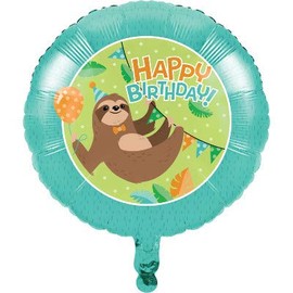 Sloth Birthday Party Supplies, Baby Sloth Birthday Party Printed Mylar 18 Inch Balloons, Box of 10