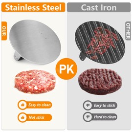 HULISEN 8.5-Inch Burger Press, 2.5 lbs Heavy Duty Bacon & Grill Press, Stainless Steel Smashed Burger Press, Round Smasher with Wood Handle, BBQ Griddle Accessories for Hamburger, Steak, Meat