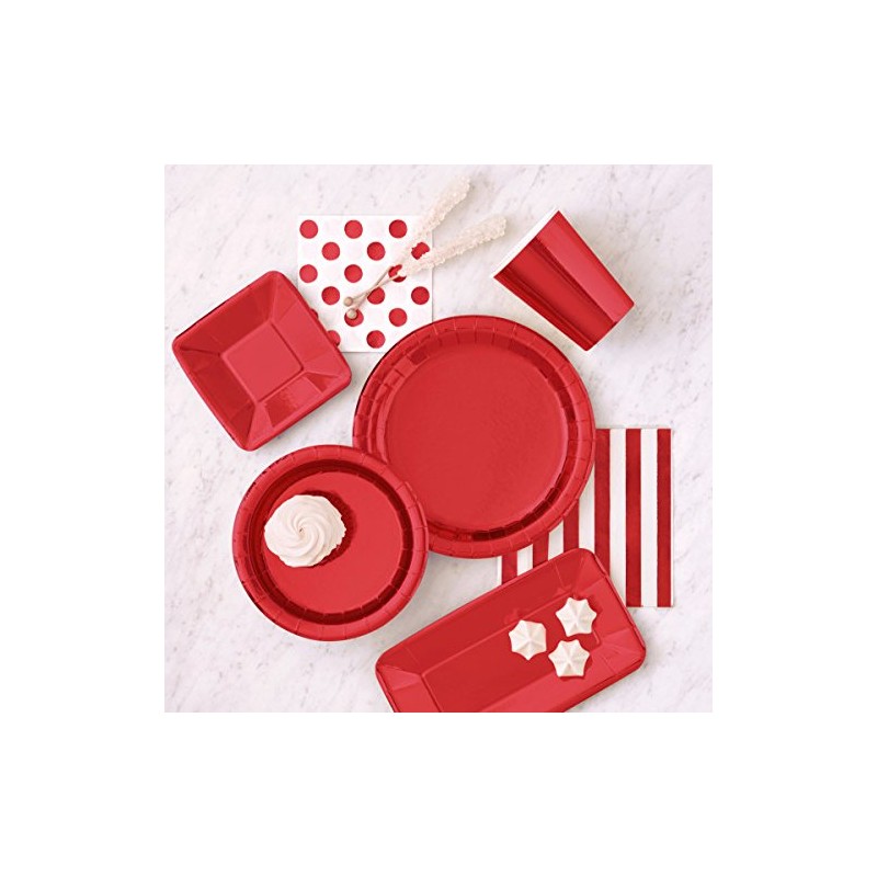 12cm Foil Red Square Paper Appetiser Plates, Pack of 8