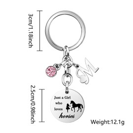 Horse Key Rings Initial Letters Pendant"Just A Girls Who Loves Horse"Horse Key Chains for Women Girls Granddaughter (M)