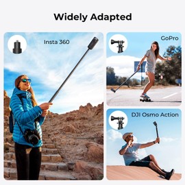 44.3inch (114cm) Adjustable Universal Invisible Selfie Stick for Insta360 Ace, Ace Pro, Go2, Go3, One, One R, One RS, One X, One X2, X3, X4 and DJI (Mount Included)