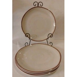 HEARTH & HAND WITH MAGNOLIA 11" BEIGE MELAMINE DINNER PLATES BROWN TRIM SET OF 4