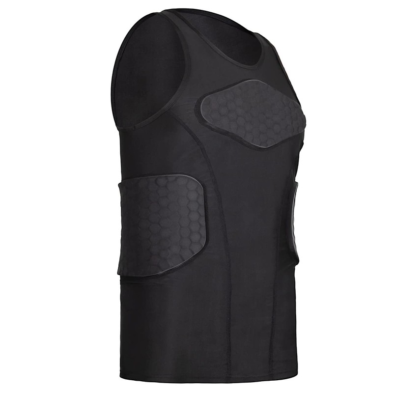 DGYAO Rugby Padded Compression Vest Sleeveless Shirt Chest Rib Back