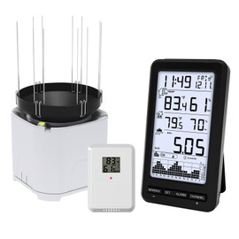 Urageuxy Wireless Rain Gauge Outdoor, Digital Rain Gauge with Self-Emptying Rain Collector, Monitoring Rainfall, Indoor/Outdoor Temperature, Min/Max Records, Alerts for Yard, Garden, Farm