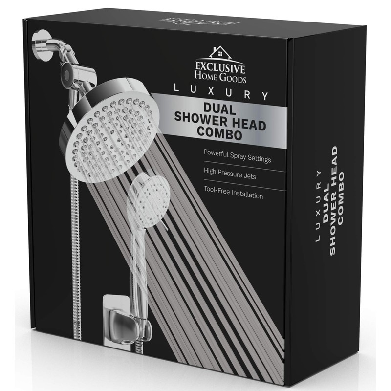 Shower Head With Handheld Combo, 6 Inch High Pressure Rainfall