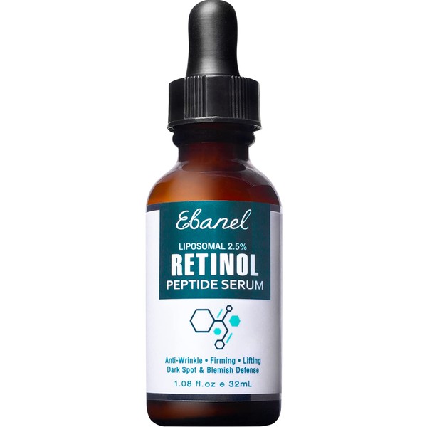 Ebanel Liposomal 2.5% Retinol Serum for Face with Hyaluronic Acid, Peptide, Vitamin C, Pore Minimizer Skin Tightening Anti Aging Serum Minimizes Wrinkles, Fine Lines, Dark Spots, Age Spots, Acne Scar
