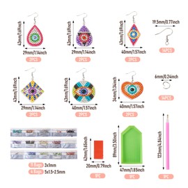 Craftdady 6 Pairs Evil Eye Diamond Art Earrings Making Kit Double Sided Diamond Painting Earring Charms with Earring Hooks Jump Rings for Crafts DIY Adults Beginners Jewelry Making Supplies