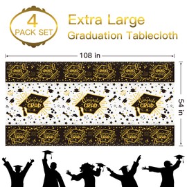 4 Pack Graduation Party Supplies 2023 Plastic Graduation Tablecloth, 54"x108" Waterproof Rectangle Table Cover Congrats Grad Party Decoration for College High School