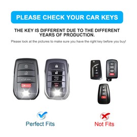 JUNJIAWU for Toyota Key Fob Cover: Premium TPU for Toyota Key Fob Case Shell with Keychain Fit for 2016-2024 Venza Camry RAV4 Land Cruiser Fortuner Highlander Corolla Cross Hilux (G-BLACK)