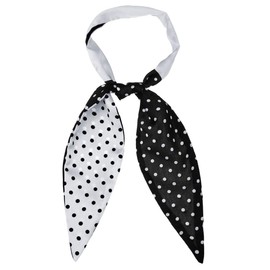 Allegra K Chic Polka Dots Women Neckerchief Skinny Scarves Hair Band Ribbon for Bag Accessory Black Small Dot 1