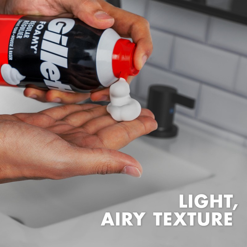 Gillette Foamy Regular Shaving Cream, Pack of 12, 11 oz