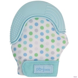 PBnJ baby Silicone Infant Teething Mitten Teether Glove Mitt Toy (Blue Dot)