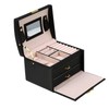 Three Layer Jewelry Storage Organizer Box PU Earring Necklace Display