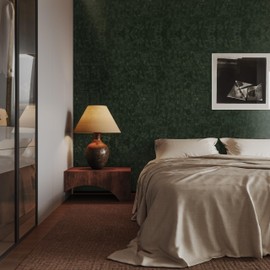 Abyssaly Dark Green Peel and Stick Wallpaper - Modern Textured Embossed Wall Paper - Removable Self Adhesive Vinyl Wrap Waterproof Contact Paper for Bathroom Bedroom Home Decor 15.7" x 590"