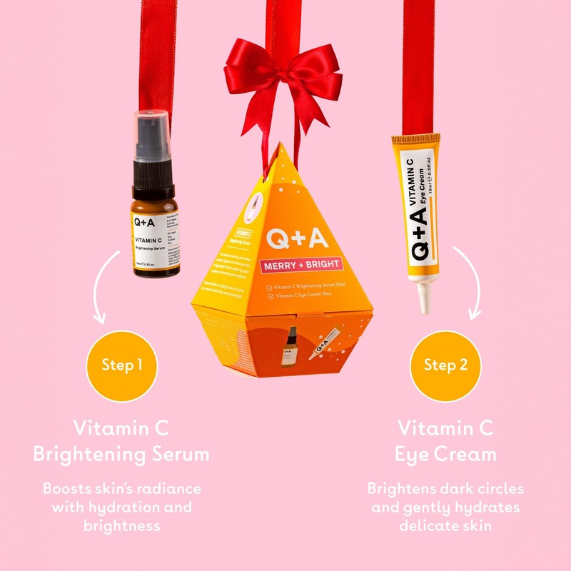 Q+A Merry + Bright Gift Set, Vitamin C Skincare Duo,