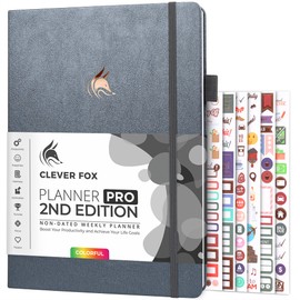 Clever Fox Planner PRO 2nd Edition – Undated Weekly Agenda Planner for Setting Goals, Tasks & Time Management – Life Organizer with to-do Lists & Habit Trackers – Large, 8.5x11″ (Silver Black)