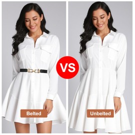 SLIPEXSAFE 2 Pcs Elastic Belts for Women, Black and Gold Belt with Gold Buckles, Dress Skinny Belts (Middle size)