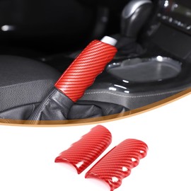 for Corvette C6 Center Consoles Handbrake Cover ABS Parking Brake Lever Decorative Protector Brake Handle Cover Compatible with Corvette C6 2005-2013 Interior Accessorie (Red Carbon Fiber Pattern)