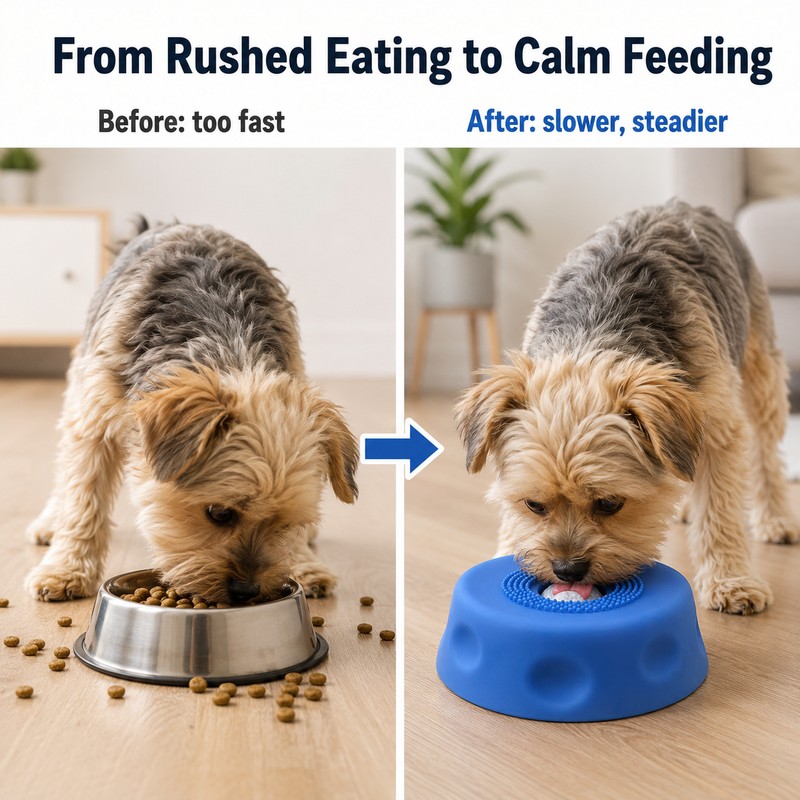 Slow Feeder Dog Bowl for Wet Food - Non-Slip Ball-Shaped