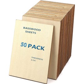 Unfinished Wood Pieces,50Pcs Basswood Sheets 1/16,Thin Plywood Wood Sheets for Crafts,Perfect for DIY Projects, Painting, Drawing, Laser, Wood Engraving, Wood Burning and CNC Cutting(150x100x1.5mm)