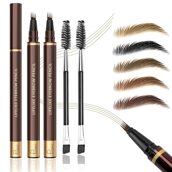 2PCS Microblading Eyebrow Pencil with Eyebrow Brush, Taupe Microblading Eye-brow