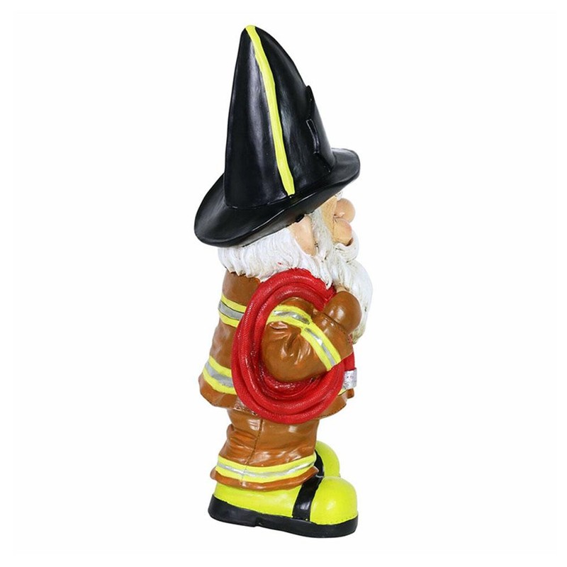 Dwarf Old Man Statue Black Hat Fireman Resin Sculptures Old