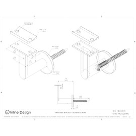 (Mounting Surface: Wood or Sheet Rock) - Inline Design Stainless Steel Handrail Wall Bracket Gamma Quasar (Mounting Surface: Wood or Sheet Rock)