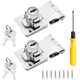 Jiozermi - 2 paquetes de cerraduras con llave de 2.5 pulgadas con cerradura, cierre con llave diferente, perilla giratoria con cerradura para clóset puerta pequeña, chapado en cromo