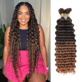 Urbeauty Human Braiding Hair for Boho Braids 100g #4/30 Ginger Deep Wave Bohemian Hair for Braiding, Boho Braids Bulk Human Hair Knotless, Boho Locs, Boho Twist, Gypsy, Goddess