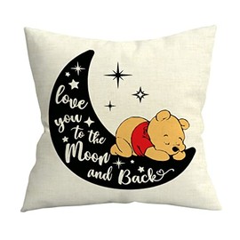 Love You to The Moon and Back 18x18 inch Decorative Throw Pillow Cover Mom Gifts for Children Room Couch Sofa Decor, Gifts for Son, Daughter (18x18 in, White-1)