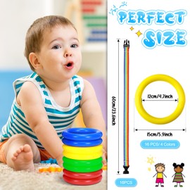 Reginary 16 Pcs Toddlers Walking Ropes Preschool Walking Rope for Kids Colorful Line Safety Loops Detachable Transition for Children's School Kindergarten Outdoor Supplies Wrist Leashes