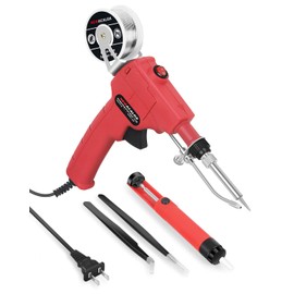 Soldering Iron Kit 6 in 1, 60W 110V Professional Automatic Soldering Gun, Handheld Solder Gun Kit with Desoldering Pump, Tweezers, Lead-Free Solder Wire, for Electrician Circuit Board Repair